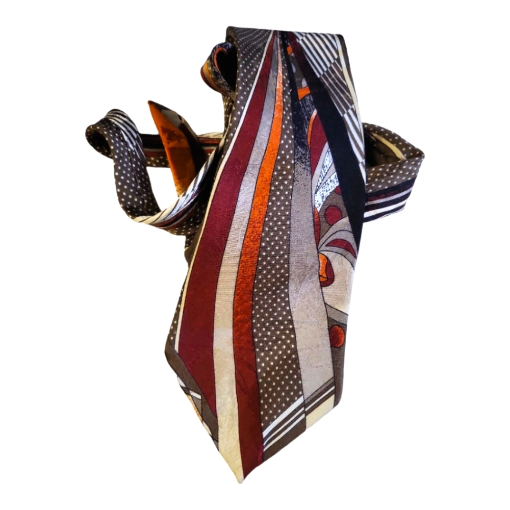 Vintage Henri Christian Designer Silk Abstract Tie / NWT Deadstock Vintage